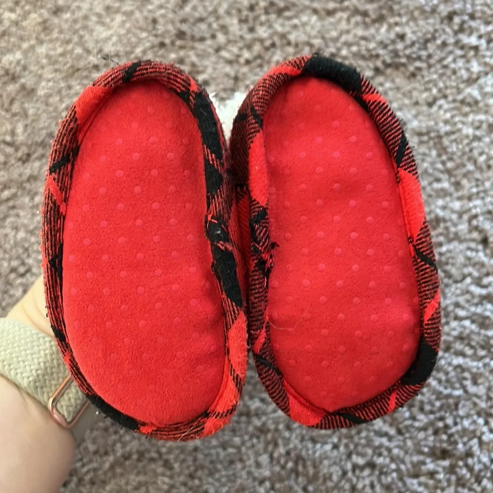 Babygirl 0/3m cheetah, gray & plaid faux fur soft sole booties shoe bundle